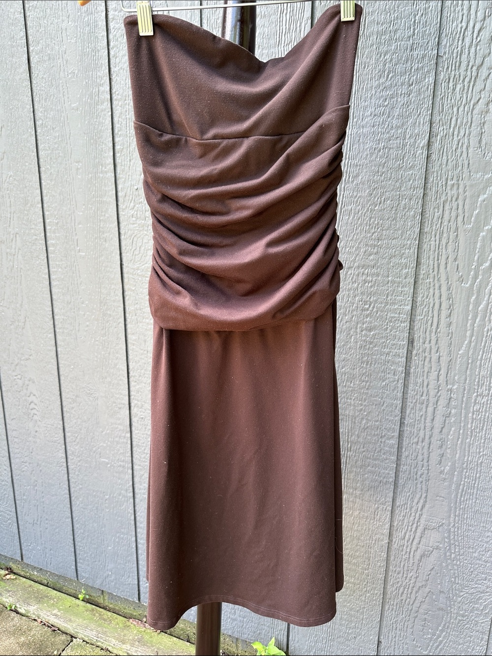 Susana Monaco brown strapless midi dress